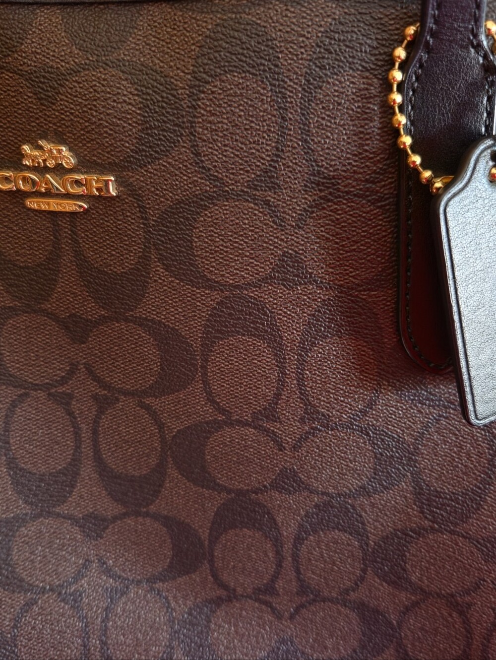 Coach Outlet City Tote Dark Brown/Black Signature Canvas - Picture 4 of 13